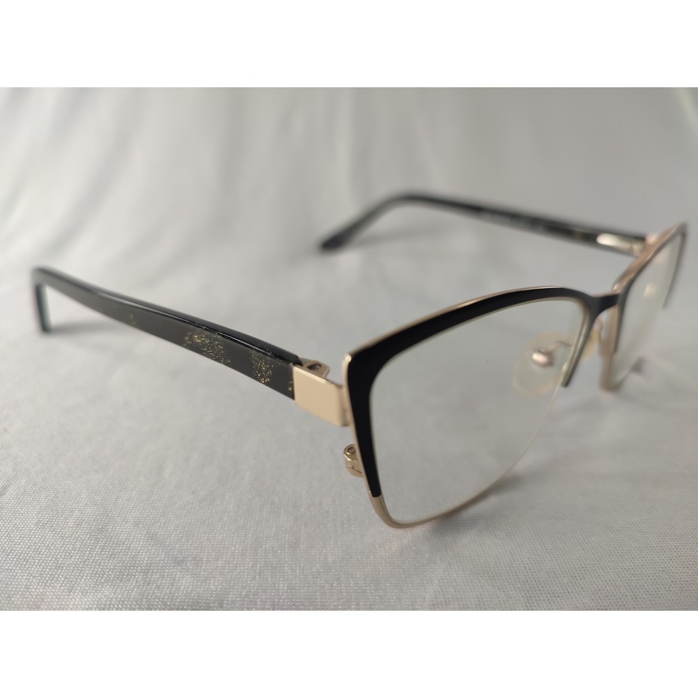 Serafina Cali Black Gold‎ Glitter Semi-Cat-Eye Eyeglass Frames 54-17-140 Women's